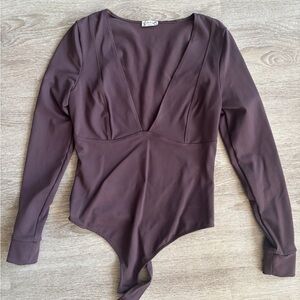FREE PEOPLE INTIMATELY Brown Long Sleeve Bodysuit - XS